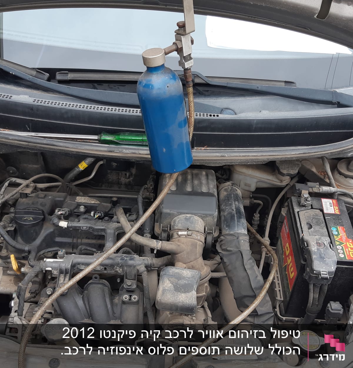 טיפול בזיהום אוויר לרכב קיה פיקנטו 2012  הכולל שלושה תוספים פלוס אינפוזיה לרכב.